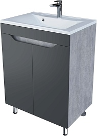 Stella Polare Тумба под раковину Абигель 65 2 двери темно-серая/цемент – фотография-1